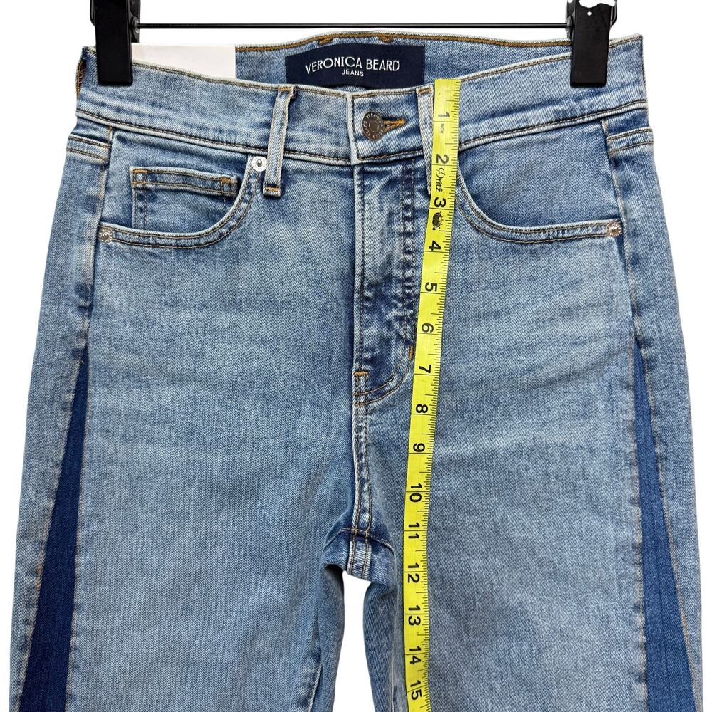 VERONICA BEARD Beverly Two-Tone Skinny Flare Jean in Ripple Dust - Picture 8 of 10